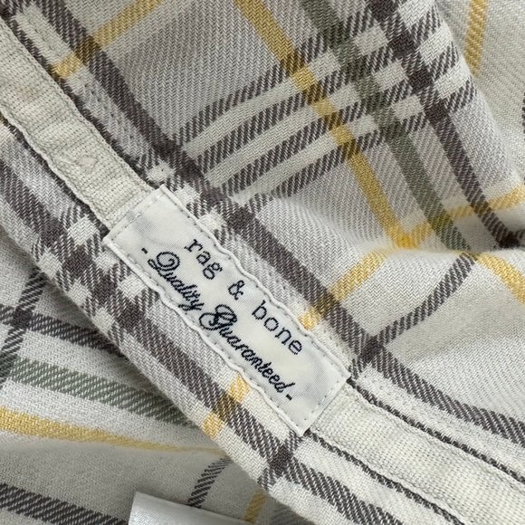 Men's Rag & Bone White Flannel Shirt with Single Pocket - Picture 3 of 5